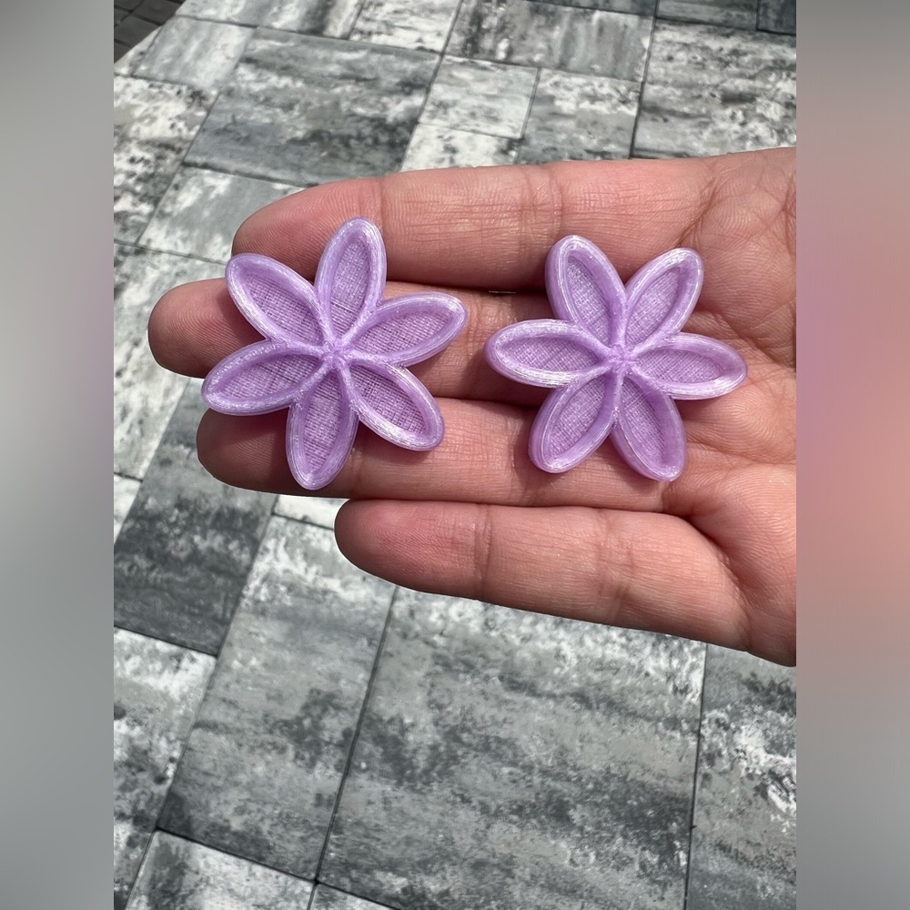 Iridescent Lilac Flower Earring Stud 3D designed & printed
